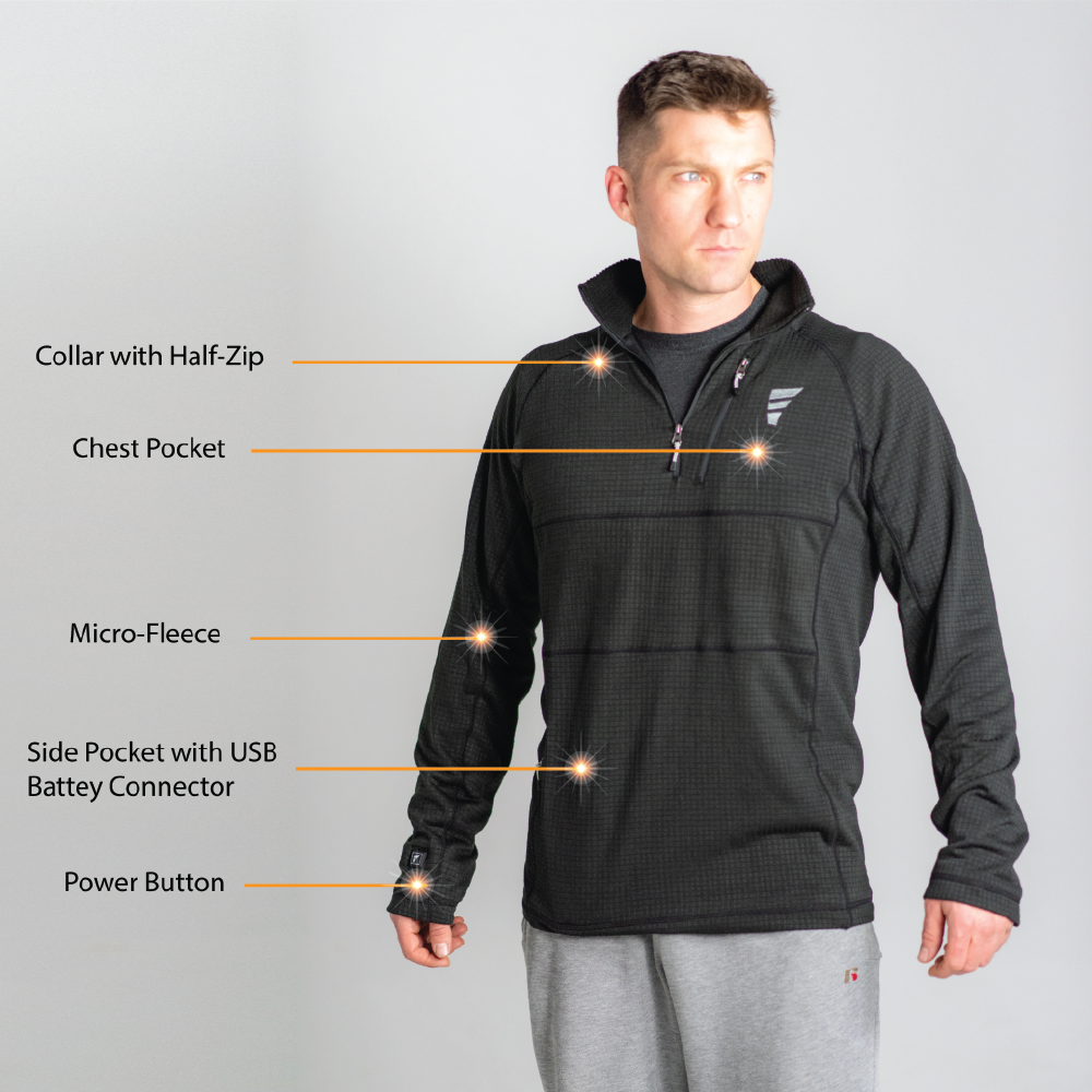 voted the best heated base layer shirt in 2020, this shirt by anseris heated clothing is stylish and hides the most sophisticated heated system.  features an easy to access power button, with push button heat control, a hidden battery pocket