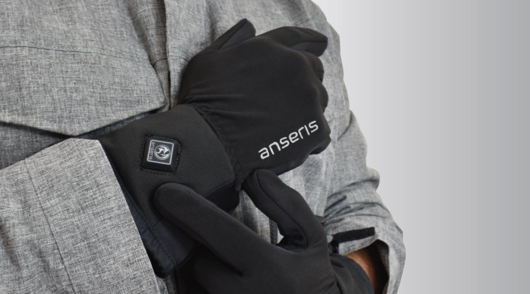 battery powered heated glove liners by anseris feature easy on and off, with adjustable temperatures and a liner style that can be worn under any other glove or mitten outer shell