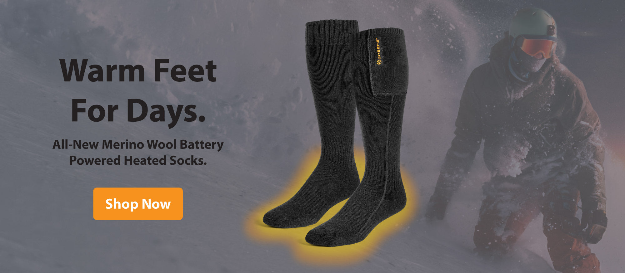 shop the all new anseris merino wool heated socks featuring rechargeable batteries and a remote control for the ultimate electric foot warmer for any outdoor activity, skiing, snowboarding, hiking, running or walking