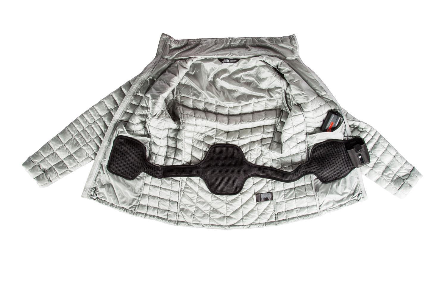Torch 1.0 Coat Heater universal jacket warmer with rechargeable battery in Women&#39;s puffy down North Face jacket